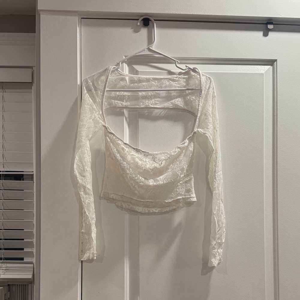 SHEIN White Lace Crop Top